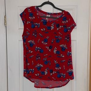 Red floral blouse-Elle-XXL